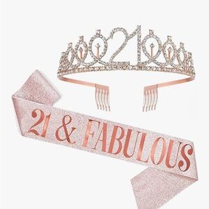 21st Birthday Tiara and Sash Set